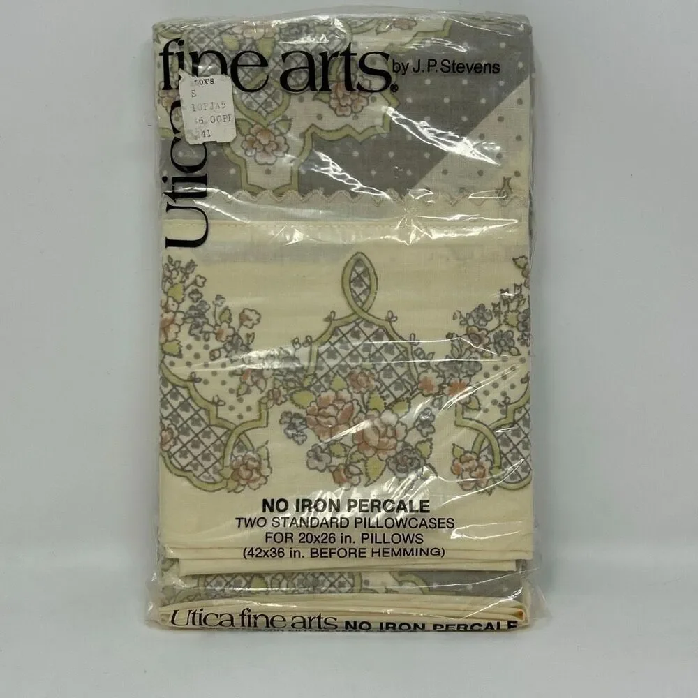 NEW Vtg No-Iron Percale Pilliwcases Set 2 Standard Size Utica fine arts JP Steve